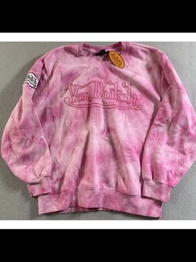 Von Dutch Pink Tie-Dye Logo Crewneck